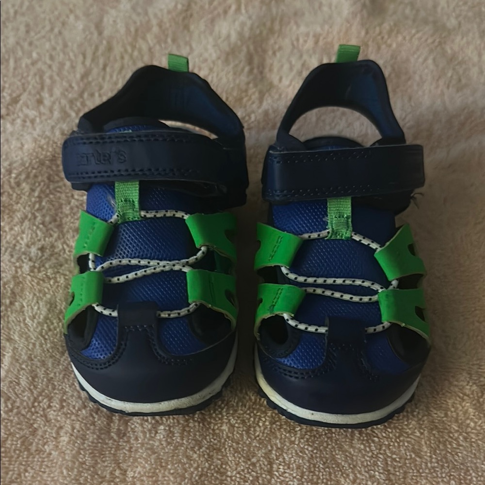Carter's Blue and Green Canvas Sandals with Flat Sole